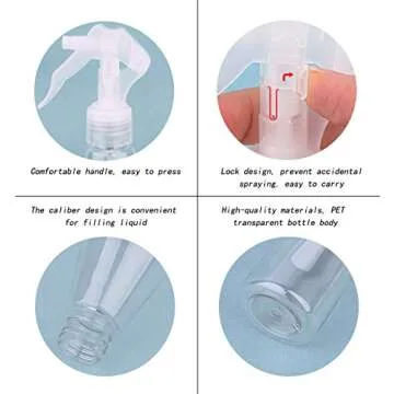 dedoot Clear Spray Bottle for Hair, Plant Mister Spray Bottle, 2 Pack Empty Small 7oz Plastic Refillable Trigger Sprayer, Leak Proof Spray Bottles for Cleaning Solutions, Hair Care, Essential Oils