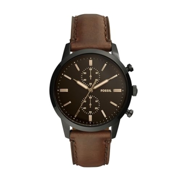 Fossil Men's Townsman Quartz Stainless Steel and Leather Chronograph Watch – Elegant & Timeless