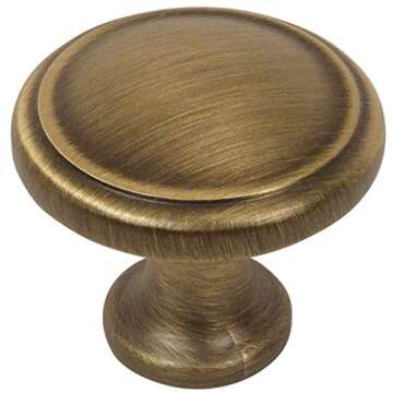 Cosmas 25 Pack 5982BAB Brushed Antique Brass Cabinet Hardware Round Knob - 1-1/8" Diameter