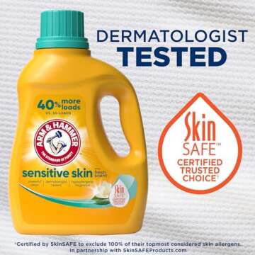 Arm & Hammer Sensitive Skin Plus Fresh Scent, 105 Loads Liquid Laundry Detergent, 105 Fl oz