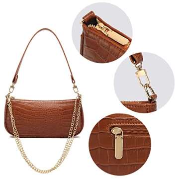 Barabum Retro Classic Clutch Shoulder Tote HandBag with Zipper Closure for Women (X-Brown)