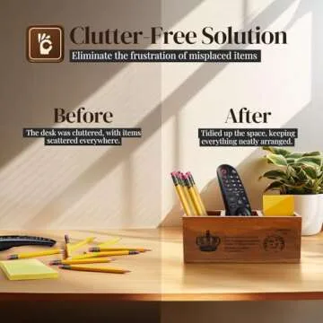 Flexzion Rustic Wood Pencil Holder for Organized Spaces