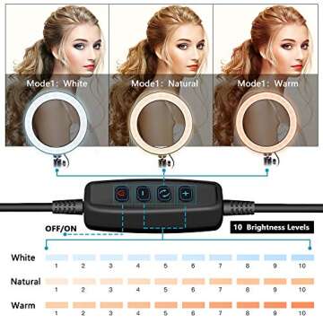 UBeesize 8" Selfie Ring Light with Cell Phone Holder, LED Lightning Tripod Stand with Carry Bag for Makeup & YouTube Stream, Compatible with iPhone & Android Phone