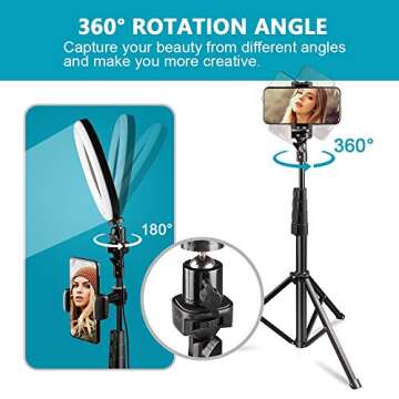 UBeesize 8" Selfie Ring Light with Cell Phone Holder, LED Lightning Tripod Stand with Carry Bag for Makeup & YouTube Stream, Compatible with iPhone & Android Phone
