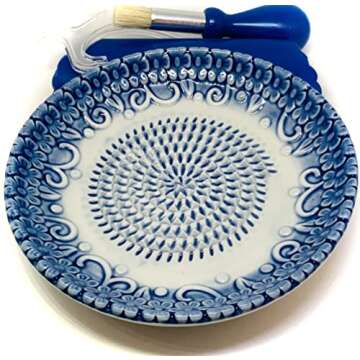 BonCera, All-in-one 4pcs Premium Ceramic Garlic Grater Set -Glazed Design Grater Plate w/Garlic Peel...
