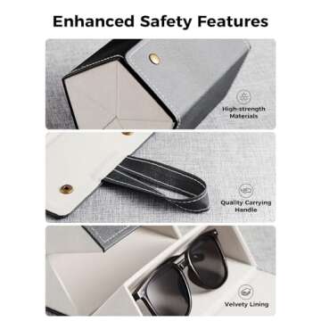 Simplelement Travel Sunglasses Organizer, Sunglass Travel Case for Multiple Pairs, Portable Glasses Travel Case Organizer