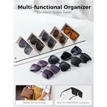 Simplelement Travel Sunglasses Organizer, Sunglass Travel Case for Multiple Pairs, Portable Glasses Travel Case Organizer