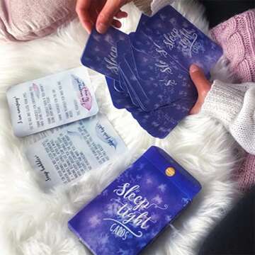 Sleep Tight Cards – 45 Meditation and Mindfulness Cards - Calm Down and Relax & Relief Stress and Anxiety - Self Care, Therapy & Counseling Tool