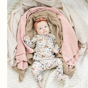 Konssy 3 Pack Muslin Swaddle Blankets Soft Breathable Large