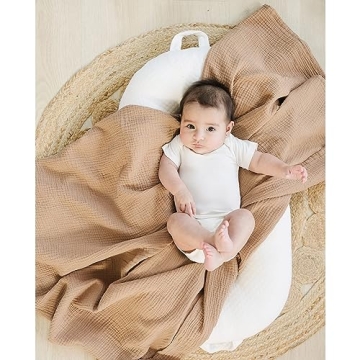 Konssy 3 Pack Muslin Swaddle Blankets Soft Breathable Large