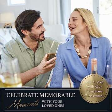 ELIXIR GLASSWARE Stemless Champagne Flutes - 8 oz - Set of 6 Crystal Glass Flutes, Hand Blown - Prem...