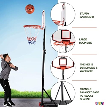 Adjustable Basketball Hoop 5-7 FT for Kids Outdoor Play