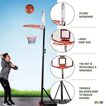 Adjustable Basketball Hoop 5-7 FT for Kids Outdoor Play
