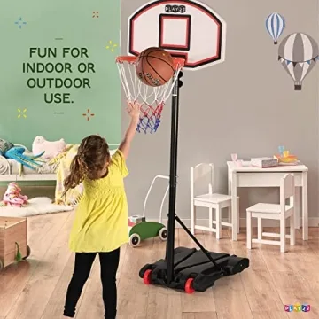 Adjustable Basketball Hoop 5-7 FT for Kids Outdoor Play