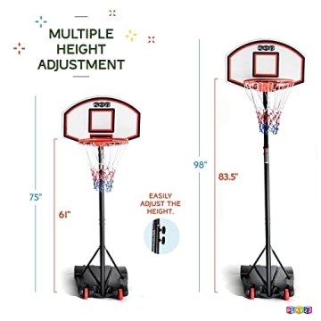 Adjustable Basketball Hoop 5-7 FT for Kids Outdoor Play
