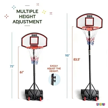Adjustable Basketball Hoop 5-7 FT for Kids Outdoor Play