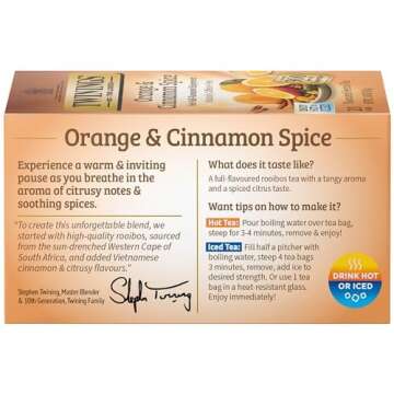 Twinings Honeybush, Mandarin, & Orange Herbal Tea Individually Wrapped Bags, 20 Count (Pack of 6), Naturally Caffeine-Free, Enjoy Hot or Iced | Packaging May Vary