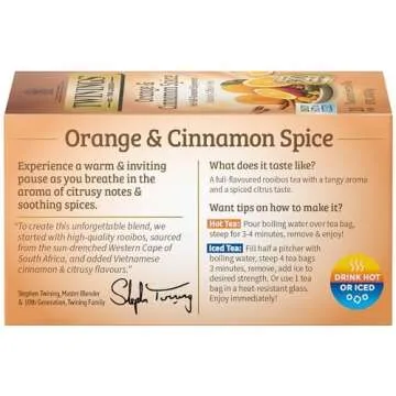 Twinings Honeybush, Mandarin, & Orange Herbal Tea Individually Wrapped Bags, 20 Count (Pack of 6), Naturally Caffeine-Free, Enjoy Hot or Iced | Packaging May Vary