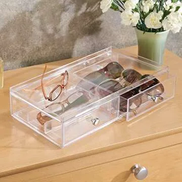 mDesign Stackable Eyeglass Organizer for Clutter-Free Storage