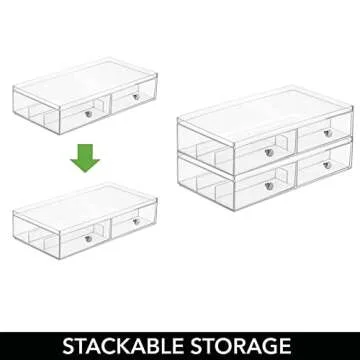 mDesign Stackable Eyeglass Organizer for Clutter-Free Storage