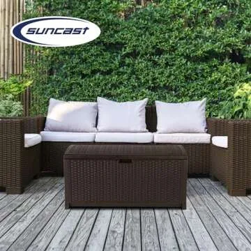 Suncast 73-Gallon Deck Box for Outdoor Storage and Seating