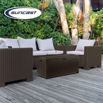 Suncast 73-Gallon Deck Box for Outdoor Storage and Seating