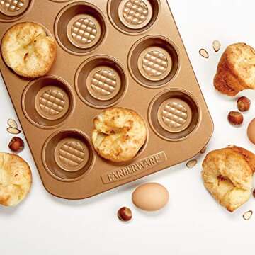 Farberware 47142 Colorvive Nonstick 12-Cup Muffin Tin / Nonstick 12-Cup Cupcake Tin - 12 Cup, Brown