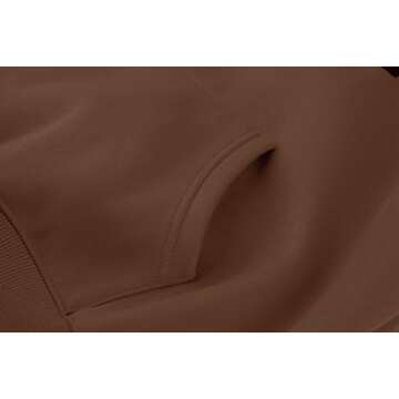 Lauweion Women Solid Basic Fleece Letter Loose Hoodie Sweatshirt Long Sleeve Kangaroo Pocket Drop Shoulder Pullovers Top (Large, Brown-2)