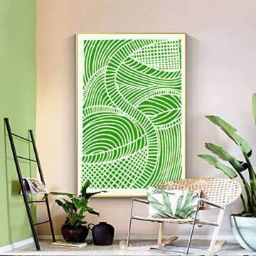 TIAMECH 6 Pieces Abstract Geometry Texture Stencils for Painting Reusable Hollow Leaves Lines Layering Stencil DIY Scrapbook Coloring Decorative A4 Size Templates