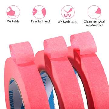 KIWIHUB Pink Painter's Tape,1" x 60 Yards - 14 Day Easy Removal Decorative Masking Tape for Painting,Labeling,DIY Crafting,Decoration and School Projects