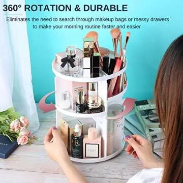 EYCIO alcora life 360 Rotating Makeup Organizer, Makeup Spinning Organizer Rotating Organizer Desk f...