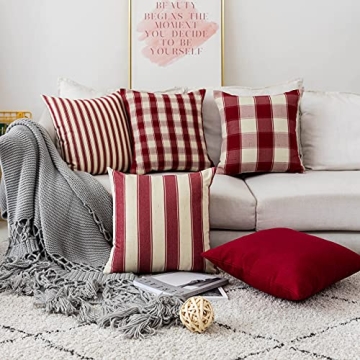 Home Brilliant Crimson Pillow Covers Set of 5 for Couch
