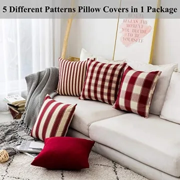 Home Brilliant Crimson Pillow Covers Set of 5 for Couch