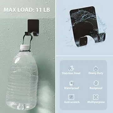 VIS'V Adhesive Razor Holder, Black Metal Razor Hooks Shower Stick on Razor Hanger Waterproof Bathroom Blade Shaver Holder Wall Mount for His and Hers 2 Pcs