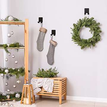 VIS'V Adhesive Razor Holder, Black Metal Razor Hooks Shower Stick on Razor Hanger Waterproof Bathroom Blade Shaver Holder Wall Mount for His and Hers 2 Pcs