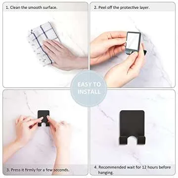 VIS'V Adhesive Razor Holder, Black Metal Razor Hooks Shower Stick on Razor Hanger Waterproof Bathroom Blade Shaver Holder Wall Mount for His and Hers 2 Pcs