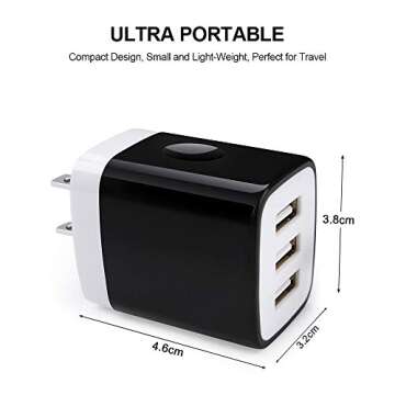USB Plug Adapter,GiGreen 3-Multi Port USB Wall Charger Fast Charging Block Charger Box Compatible iP...