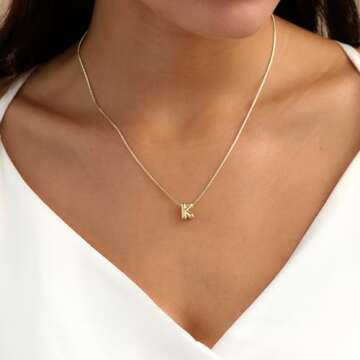 Lisitine Bubble Initial Necklace - 14K Gold Plated Personalized Jewelry for Women