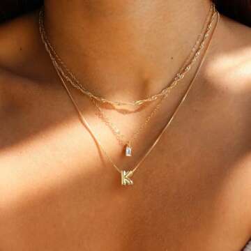 Lisitine Dainty Gold Initial Necklace for Women