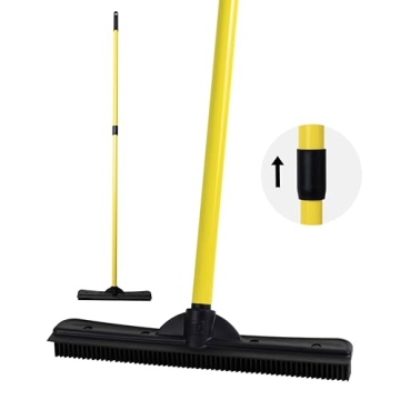 FURemover Original Pet Hair Rubber Broom with Squeegee - 58" Adjustable Handle for Carpet, Tile & Ha...