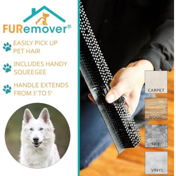 FURemover PRO Pet Hair Broom with Adjustable Handle
