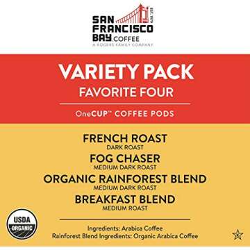 San Francisco Bay Compostable Coffee Pods - Original Variety Pack (120 Ct) K Cup Compatible including Keurig 2.0, French, Breakfast, Fog, Organic Rainforest