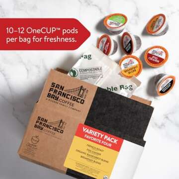 San Francisco Bay Compostable Coffee Pods - Original Variety Pack (120 Ct) K Cup Compatible including Keurig 2.0, French, Breakfast, Fog, Organic Rainforest