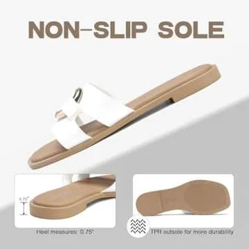 FITORY Women's Flat Sandals Fashion Square Open Toe Slides With Metal Chain Slippers for Summer Size...