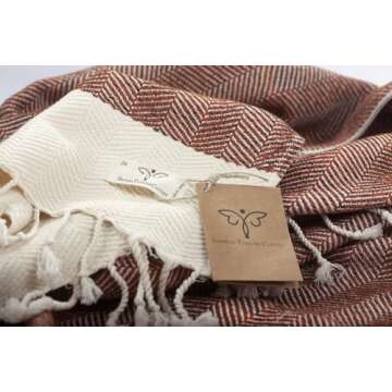 SMYRNA TURKISH COTTON - Herringbone Series Original Turkish Beach Towel | Cotton, Prewashed, 37 x 71 Inches | Peshtemal and Turkish Bath Towel for SPA, Beach, Pool, Gym and Bathroom (Orange)