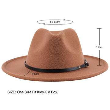 Lanzom Kids Girls Vintage Wide Brim Wool Felt Bowler Cap Bowknot Fedora Hat