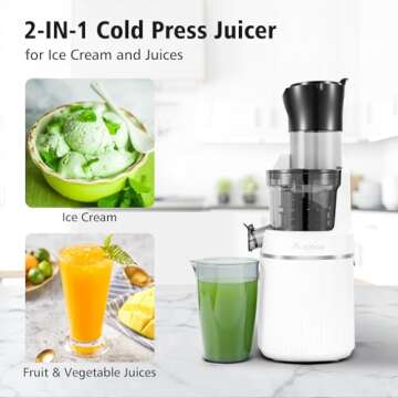 Cold Press Juicer,Aobosi 2-In-1 Juicer Machines with Large Feed Chute for Juice & Ice Cream, Powerfu...