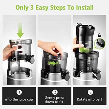Cold Press Juicer,Aobosi 2-In-1 Juicer Machines with Large Feed Chute for Juice & Ice Cream, Powerful Masticating Juicer for Vegetable and Fruit, Easy Clean Self Feeding