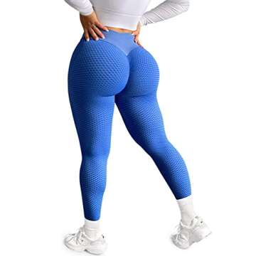 GILLYA TIK Tok Leggings for Women,Workout Leggings,High Waist Yoga Pants Tummy Control Ruched Butt Lifting Stretchy Leggings Textured Booty Tights