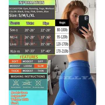 GILLYA TIK Tok Leggings for Women,Workout Leggings,High Waist Yoga Pants Tummy Control Ruched Butt Lifting Stretchy Leggings Textured Booty Tights